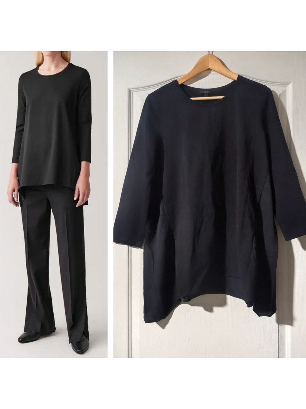 COS | Silk Panel Handkerchief Top In Black
